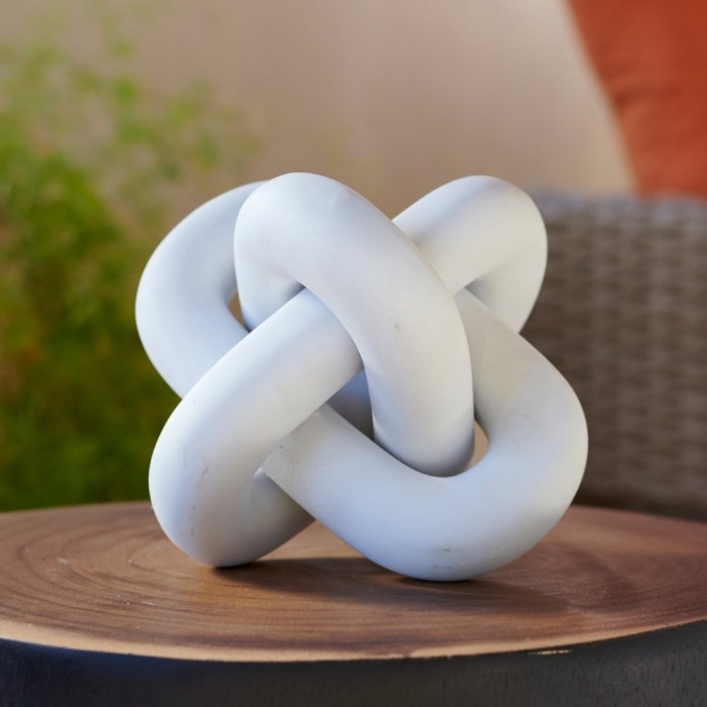 NWT Three Hands White Resin Knot Orb Decorative Tabletop Sculpture